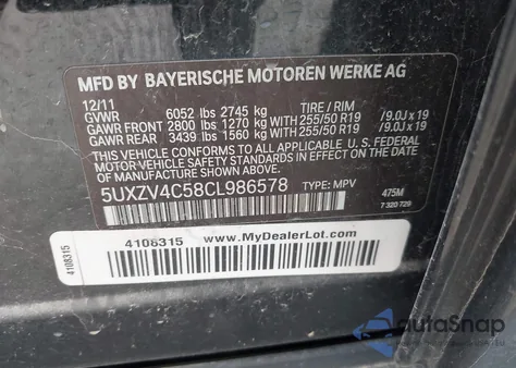 2012 BMW X5 xDrive35I/xDrive35I Premium/xDrive35I Sport Activity from USA, damaged, VIN 5UXZV4C58CL986578